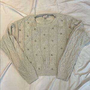 Madden Girl Ivory Cable Knit Sweater